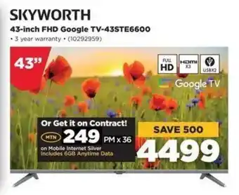 HiFi Corp SKYWORTH 43-inch FHD Google TV-43STE6600 offer