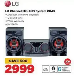 HiFi Corp LG 2.0 Channel Mini HiFi System CK43 offer