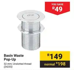 Builders Warehouse Basin Waste Pop-Up offer