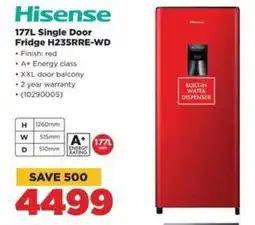 HiFi Corp Hisense Single Door Fridge H235RRE-WD offer