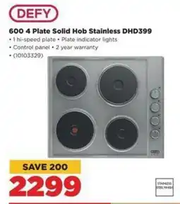 HiFi Corp DEFY 600 4 Plate Solid Hob Stainless DHD399 offer