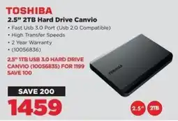 HiFi Corp TOSHIBA 2.5" 2TB Hard Drive Canvio offer