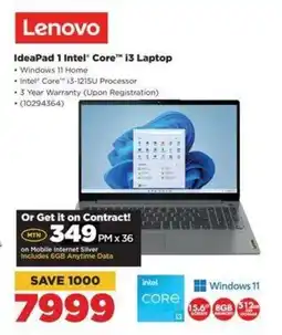 HiFi Corp Lenovo IdeaPad 1 Intel Core i3 Laptop offer