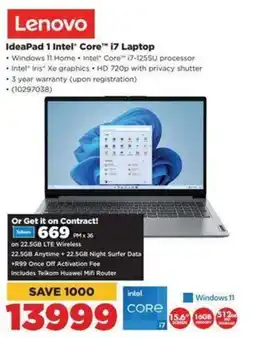 HiFi Corp Lenovo IdeaPad 1 Intel Core i7 Laptop offer