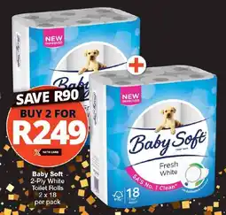 Checkers Baby Soft 2-Ply White Toilet Rolls offer