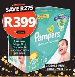 Checkers Pampers Mega Box Disposable Nappies/Pants offer