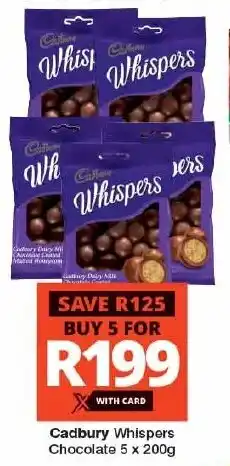 Checkers Cadbury Whispers Chocolate offer