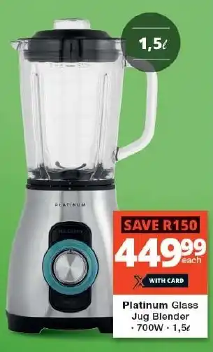 Checkers Platinum Glass Jug Blender offer