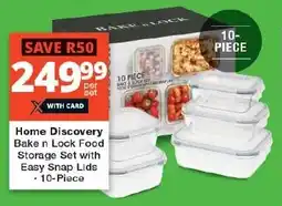 Home Discovery Bake n Lock Food Storage Set with Easy Snap Lids 10-Piece