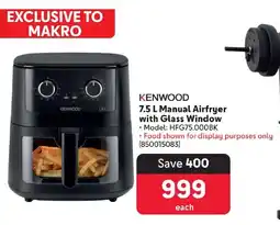 Makro KENWOOD Manual Airfryer with Glass Window offer