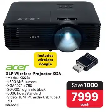 Makro Acer DLP Wireless Projector XGA offer