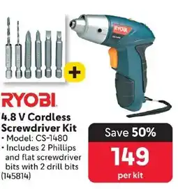 Makro RYOBI 4.8 V Cordless Screwdriver Kit offer