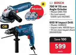 Makro BOSCH 700 W 115 mm Angle Grinder, 600 W Impact Drill offer
