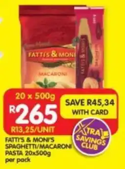 Shoprite Fatti's & moni's spaghetti/macaroni pasta offer
