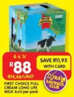 Shoprite First choice full cream long life milk offer