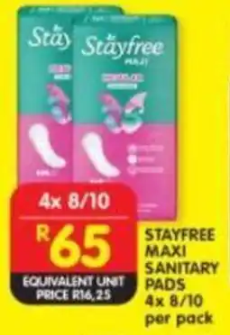 Shoprite Stayfree maxi sanitary pads offer
