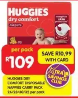 Shoprite Huggies dry comfort disposable nappies carry pack offer