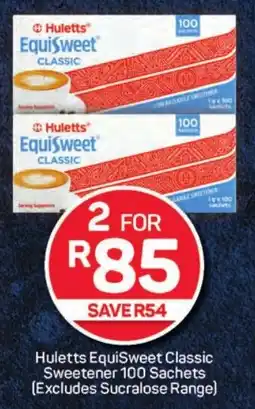 Pick n Pay Hypermarket Huletts EquiSweet Classic Sweetener 100 Sachets (Excludes Sucralose Range) offer