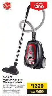 Builders Warehouse Hoover 1600W Velocity Canister Vacuum Cleaner HC1600 offer