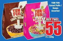 Boxer Superstores YUM FUN Cereal Puffs/ Hoops Assorted offer