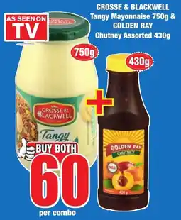 Boxer Superstores CROSSE & BLACKWELL Tangy Mayonnaise & GOLDEN RAY Chutney Assorted offer