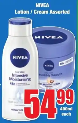 Boxer Superstores NIVEA Lotion/ Cream Assorted offer