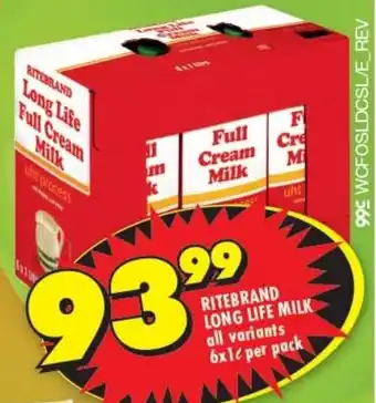 Shoprite Ritebrand long life milk all variants offer