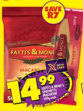 Shoprite Fatti's & moni's spaghetti/ macaroni offer