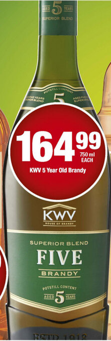 OK Liquor KWV 5 Year Old Brandy 750ml offer