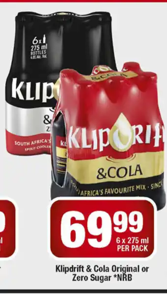 OK Liquor Klipdrift & Cola Original or Zero Sugar NRB offer