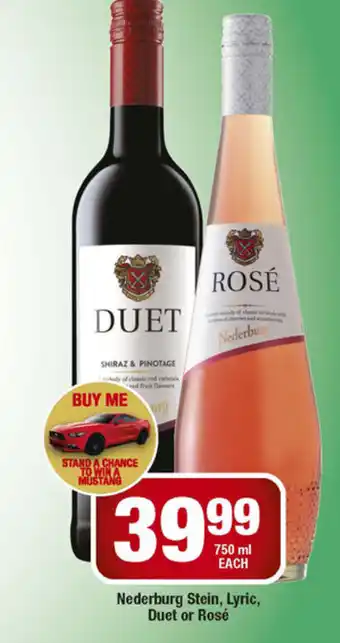 OK Liquor Nederburg Stein, Lyric, Duet or Rose 750ml offer