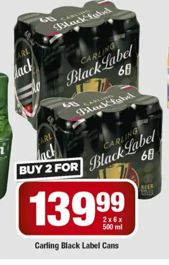 OK Liquor Carling Black Label Cans 2 x 6 x 500ml offer