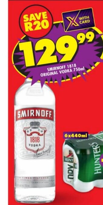 Shoprite Liquor Smirnoff 1818 Original Vodka 750ml offer