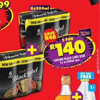 Shoprite Liquor Carling Black Label Beer 2 x 6 x 500ml offer