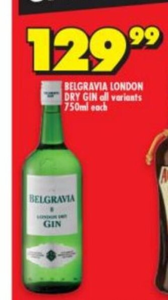 Belgravia London Dry Gin All Variants 750ml each