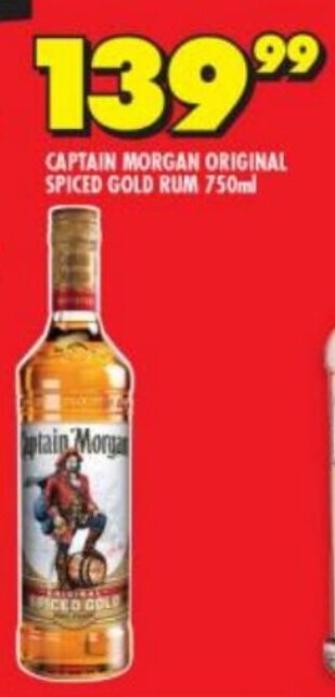 Shoprite Liquor Captain Morgan Original Spiced Gold Rum 750ml offer