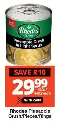 Checkers Rhodes Pineapple Crush/Pieces/Rings offer