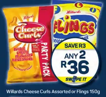 Pick n Pay Willards Cheese Curls Assorted or Flings offer