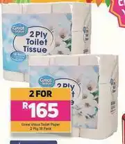 Game Great Value Toilet Paper 2 Ply 18 Pack-For 2 offer