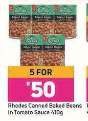 Game Rhodes Canned Baked Beans In Tomato Sauce-For 5 x 410g offer