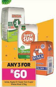 Game Iwisa, Nyala Or Super Sun Super Maize Meal-For Any 3 x 2.5Kg offer
