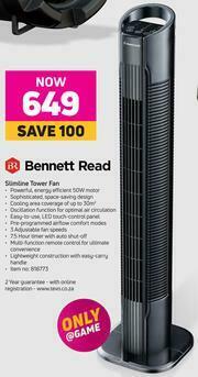 Game Bennett Read Slimline Tower Fan offer
