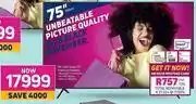 Game Hisense 75" (190cm) UHD Smart TV Premium 75A6GS offer