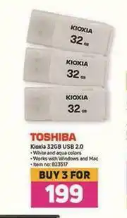 Game Toshiba Kioxia 32 GB USB 2.0-For 3 offer
