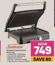 Game Sunbeam Sandwich Press And Grill SSPG-400 offer