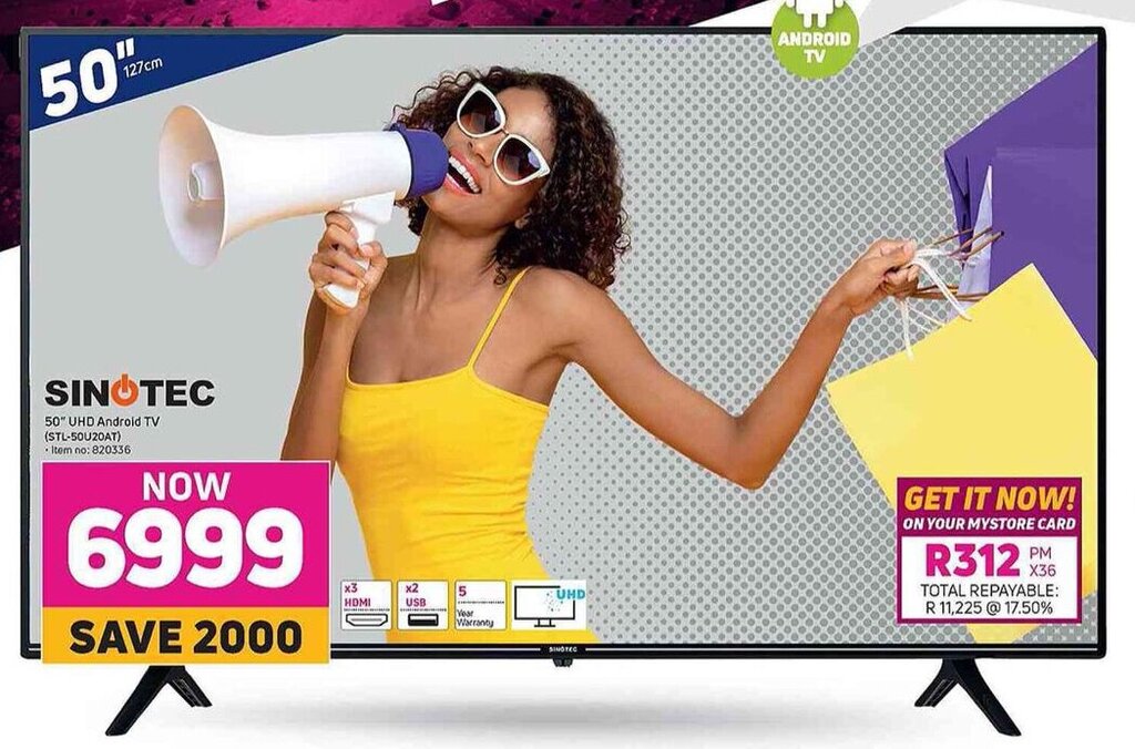 Sinotec 50" UHD Android TV offer at Game