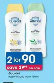 Clicks Guardol Hygiene Body Wash-For 2 x 750ml offer