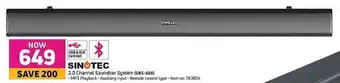 Game Sinotec 2.0 Channel Soundbar System offer