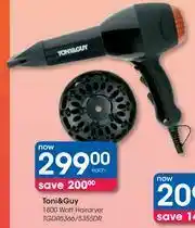 Clicks Toni & Guy 1800 Watt Hairdryer TGDR5366/5355DR-Each offer