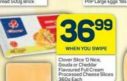 Pick n Pay Hypermarket Clover cheddar / gouda cheese slices offer